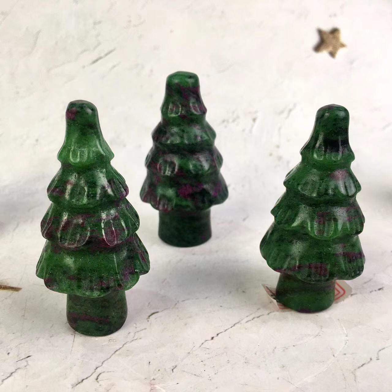 Natural crystal Christmas Tree Hand-carved ruby zostite and howlite Crystal Pine Christmas Tree For Christmas Decor