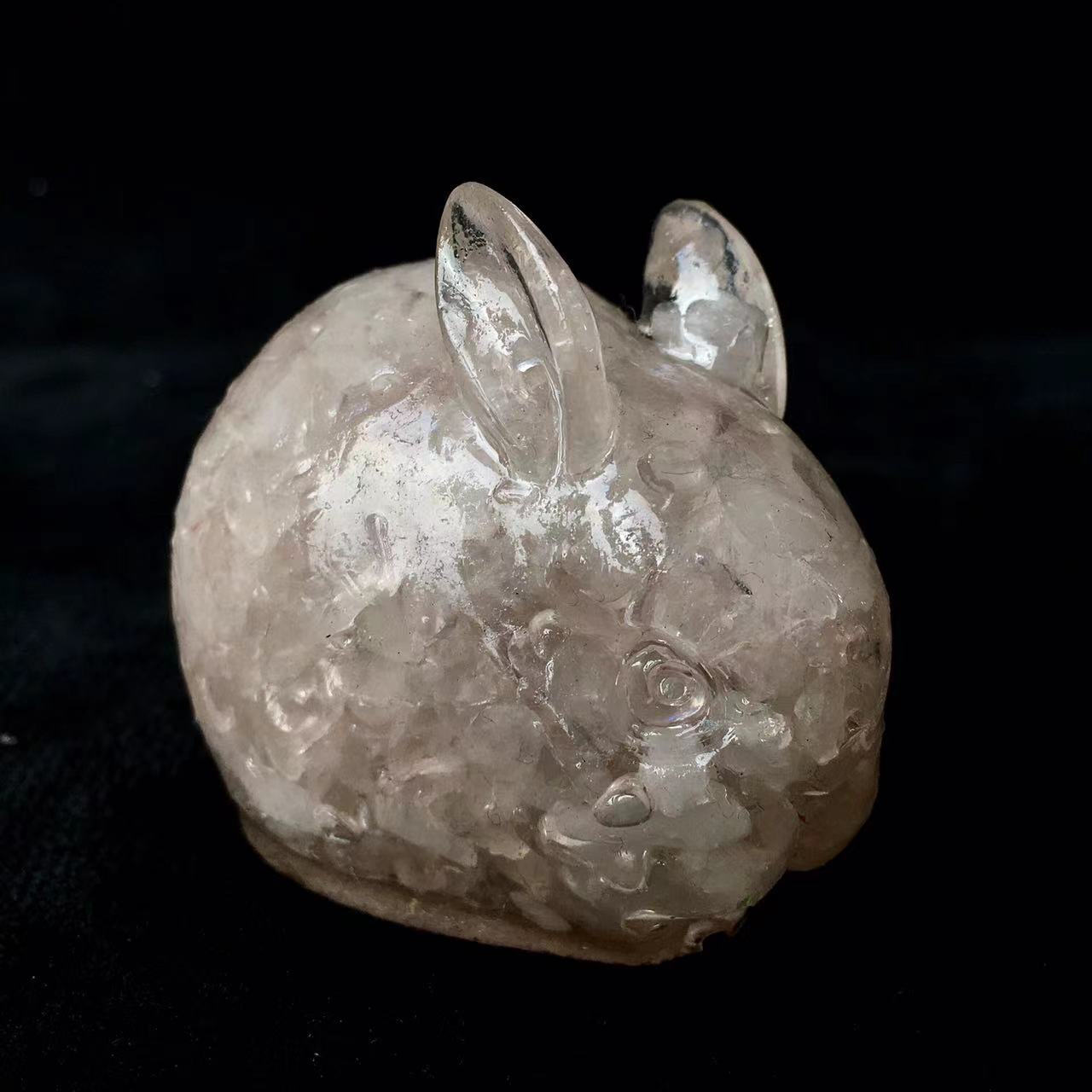 Natural healing crystals gravel chip carving epoxy resin crystal crafts crystal animal rabbit