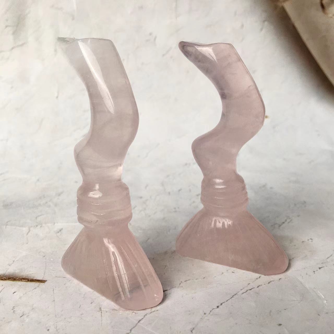Wholesale Natural Crystal Hand Carved Rose Quartz Crystal Witch Broom For Halloween Gifts