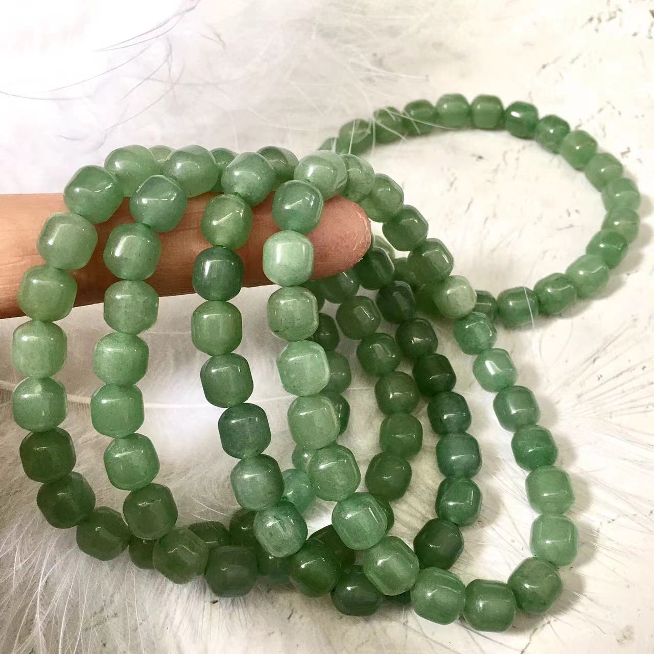 7MM Natural crystal Smooth Green Aventurine Gemstone Beads bracelet