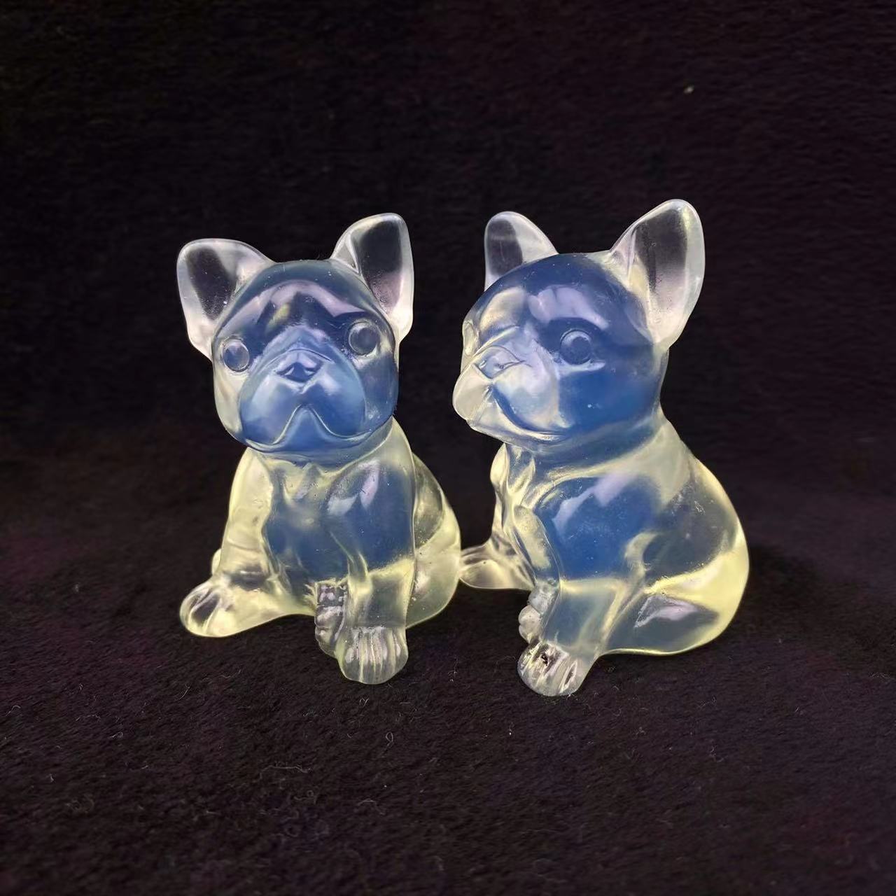Natural Healing Crystal Animal French Bulldog Carving For Home Decoration