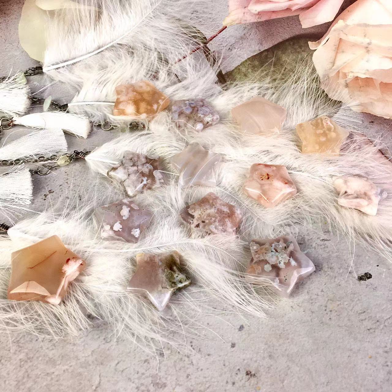Wholesale natural sakura agate star crystal quartz five-points for decoration