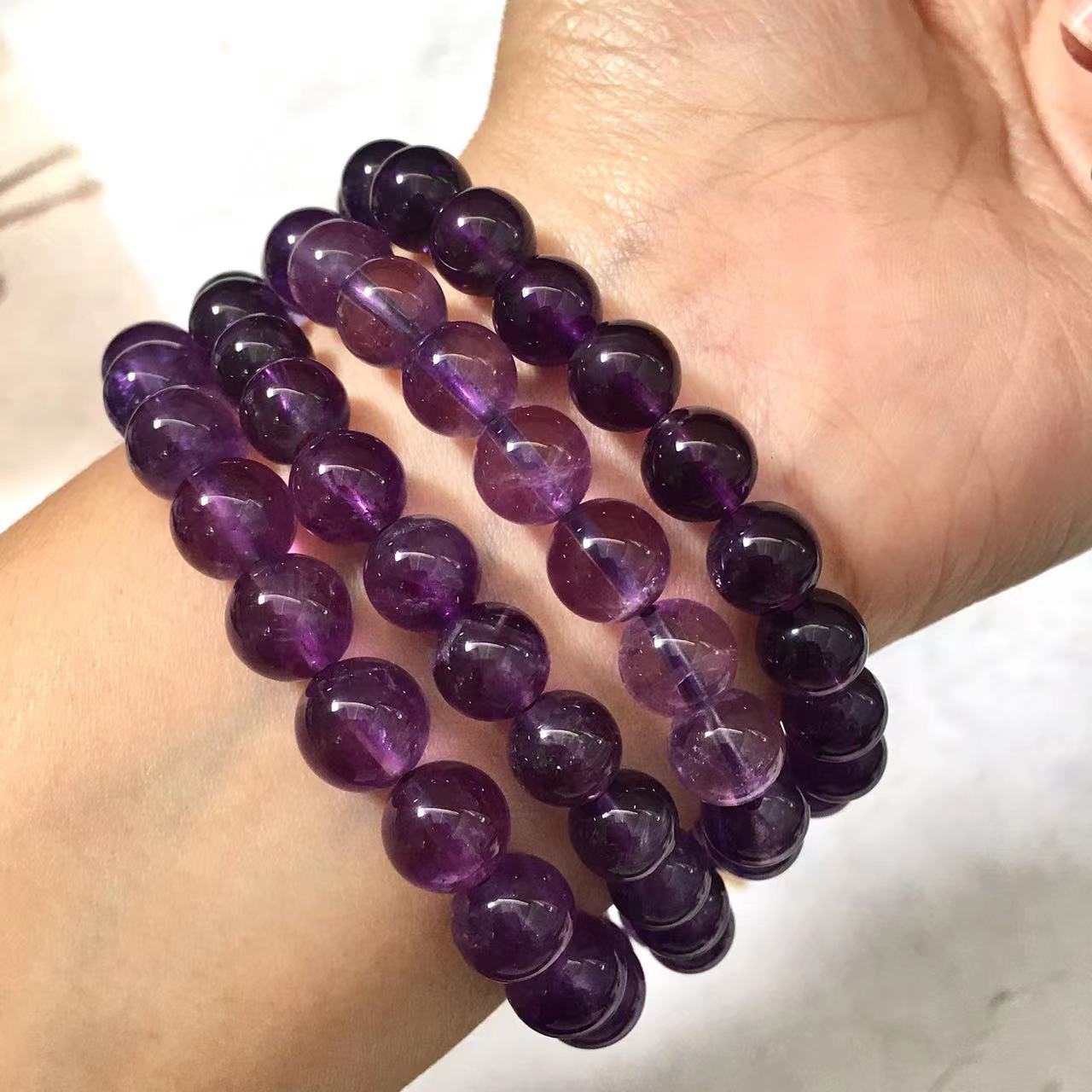 8MM Natural Amethyst Crystal Energy Stone Elastic Stretchable Amethyst Beads Bracelet