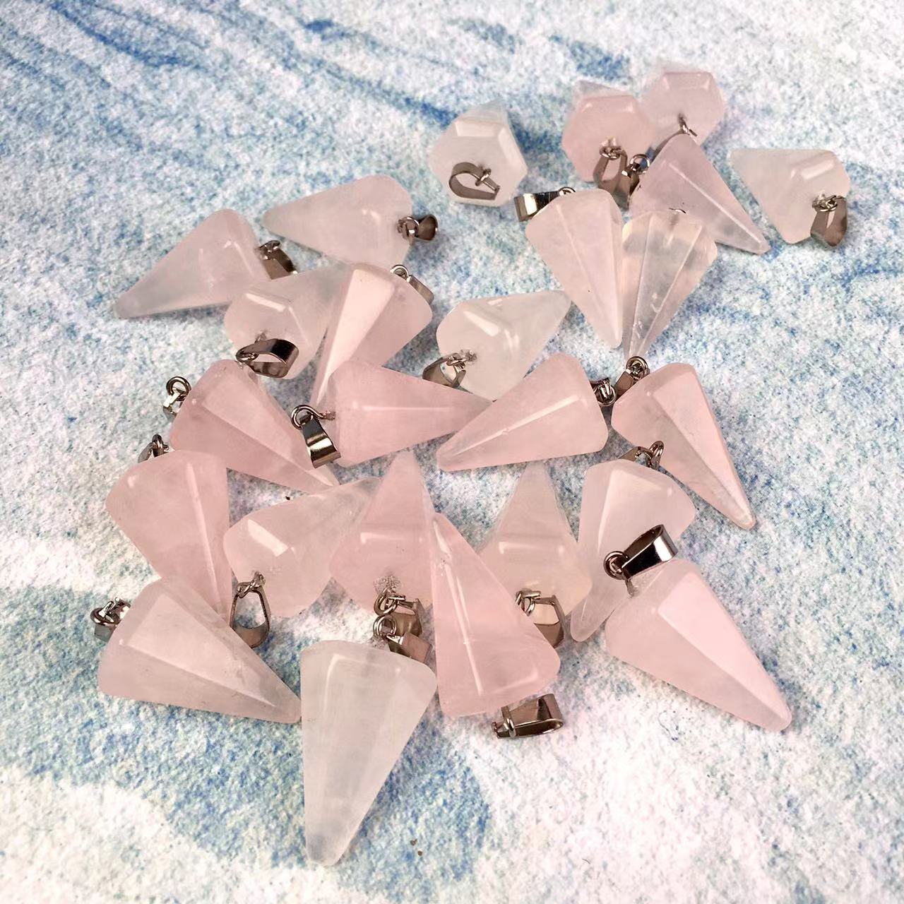 High quality wholesale Natural Crystal rose quartz pendant For Decoration 1 pc
