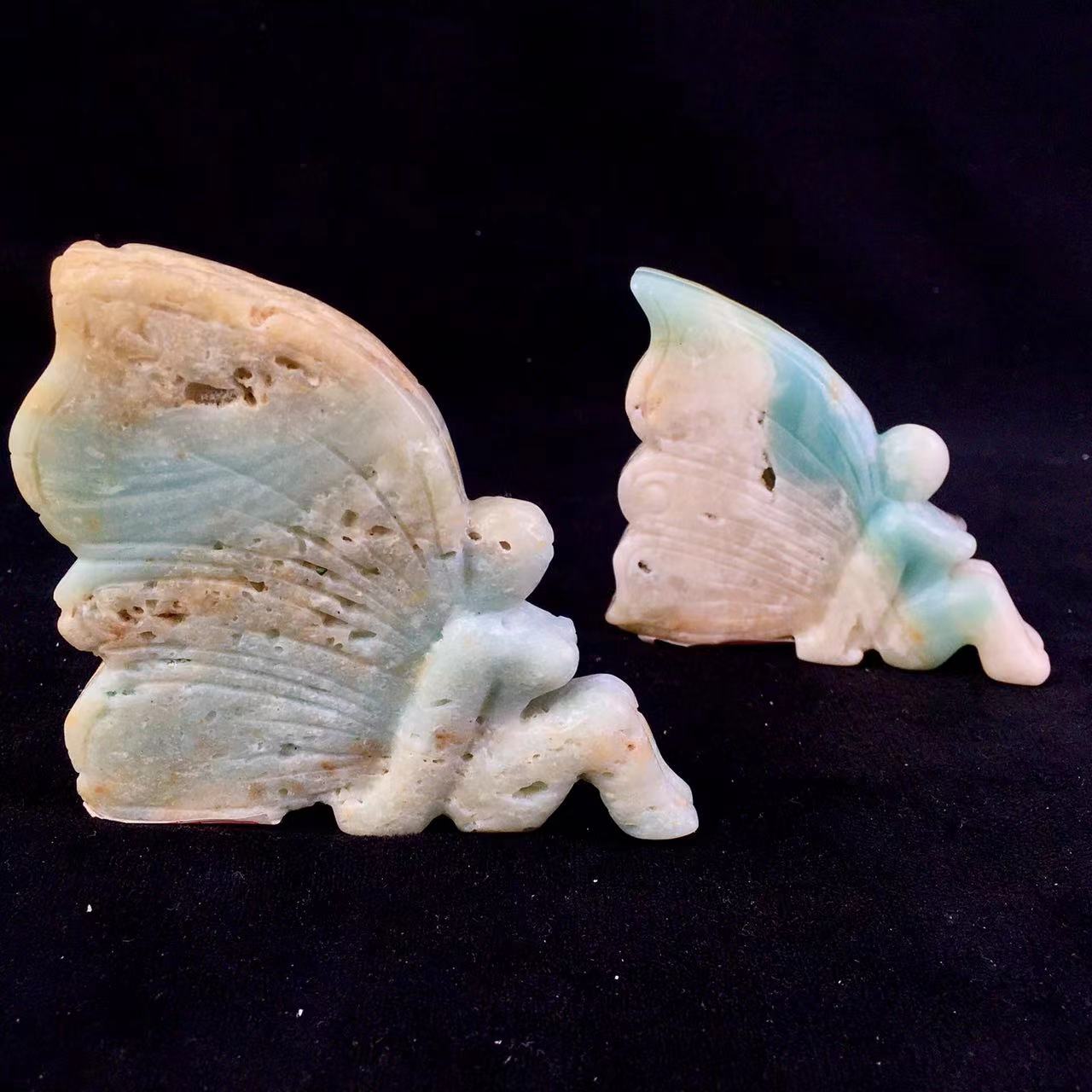 Wholesale high quality reiki natural crystal Caribbean caclite fairy carving for decoraiotion