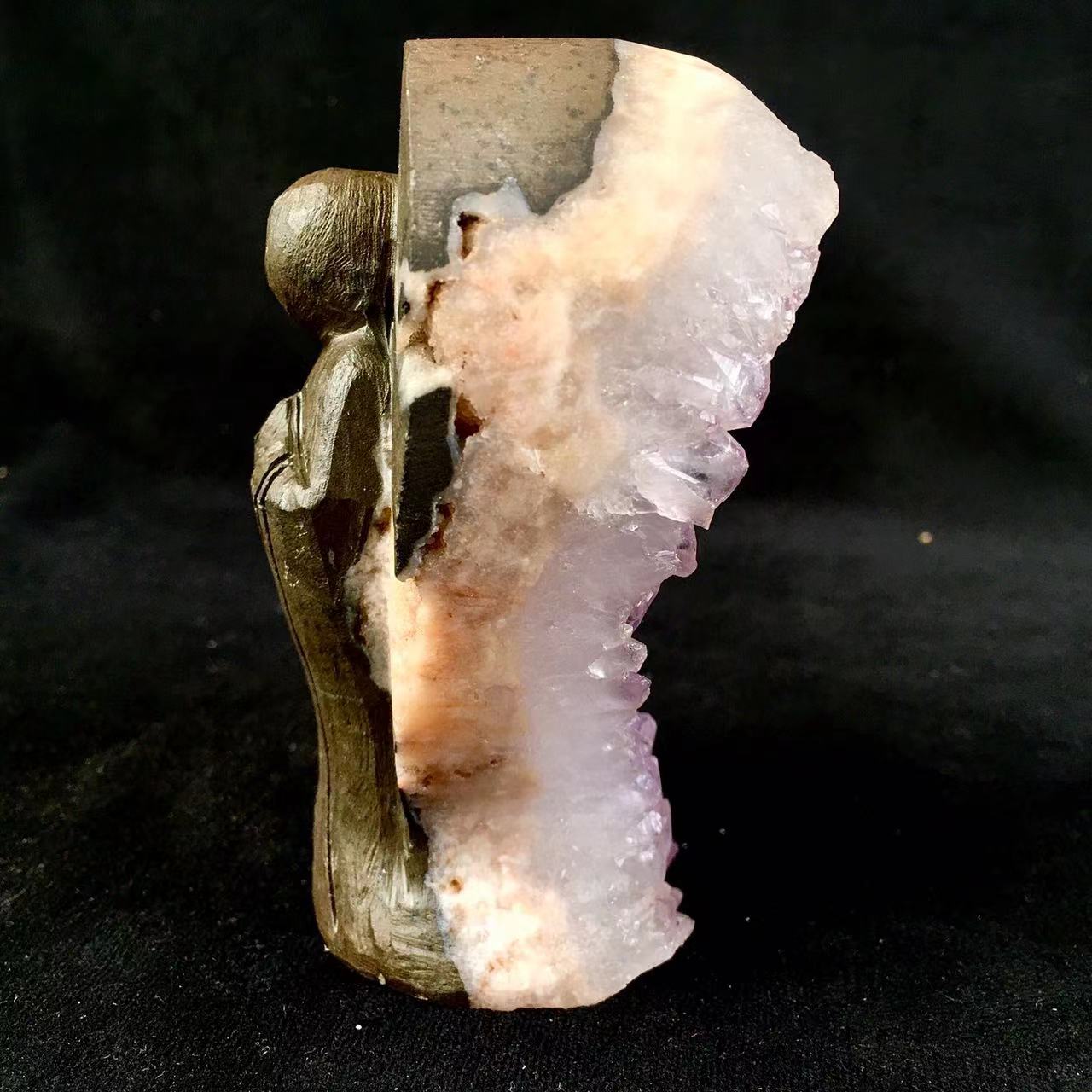 Wholesale high quality reiki natural crystal amethyst cluster angle carving for decoraiotion