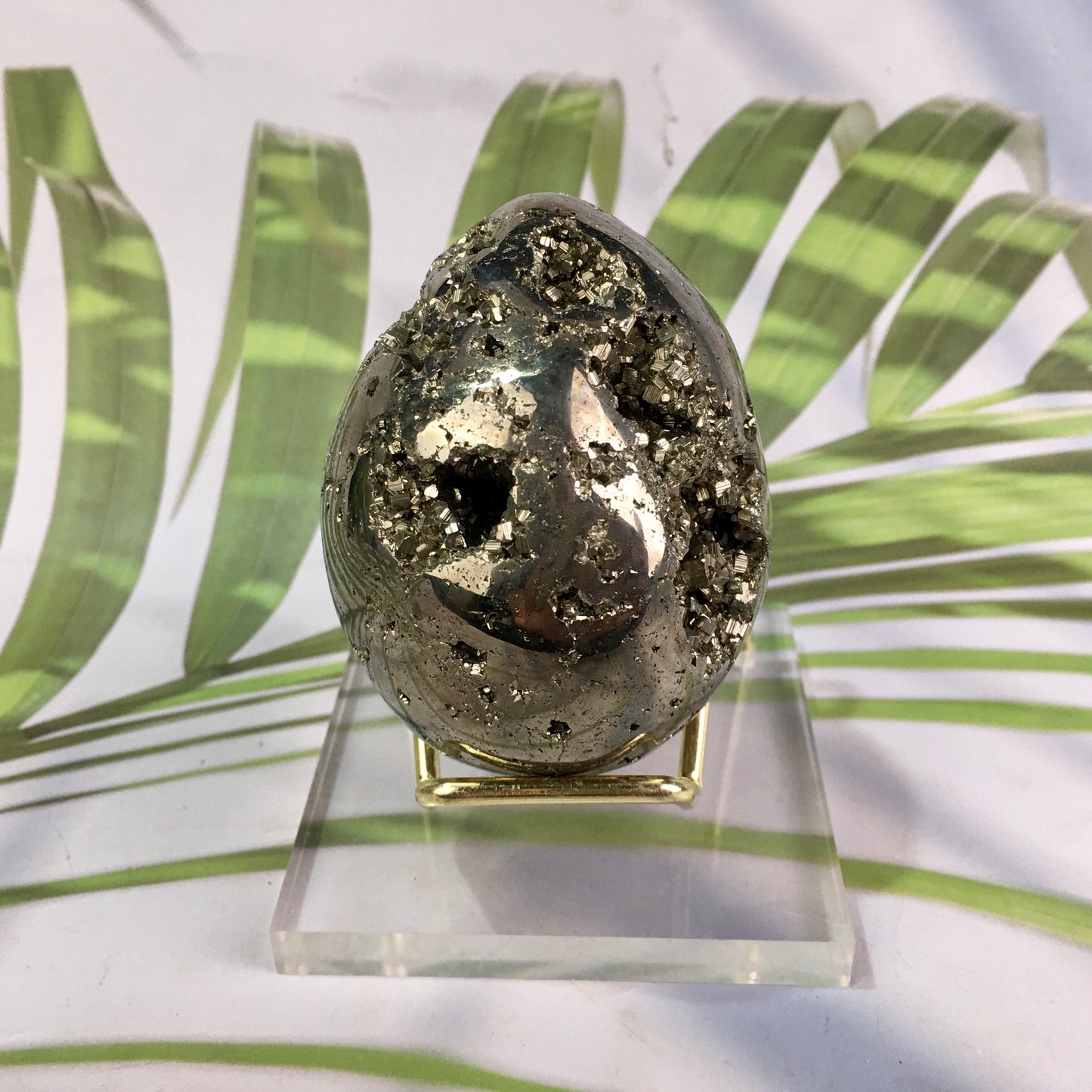 Wholesale natural chalcopyrite ore quartz eggs Gold gem polished pyrite crystal eggs for Decoration 1kg