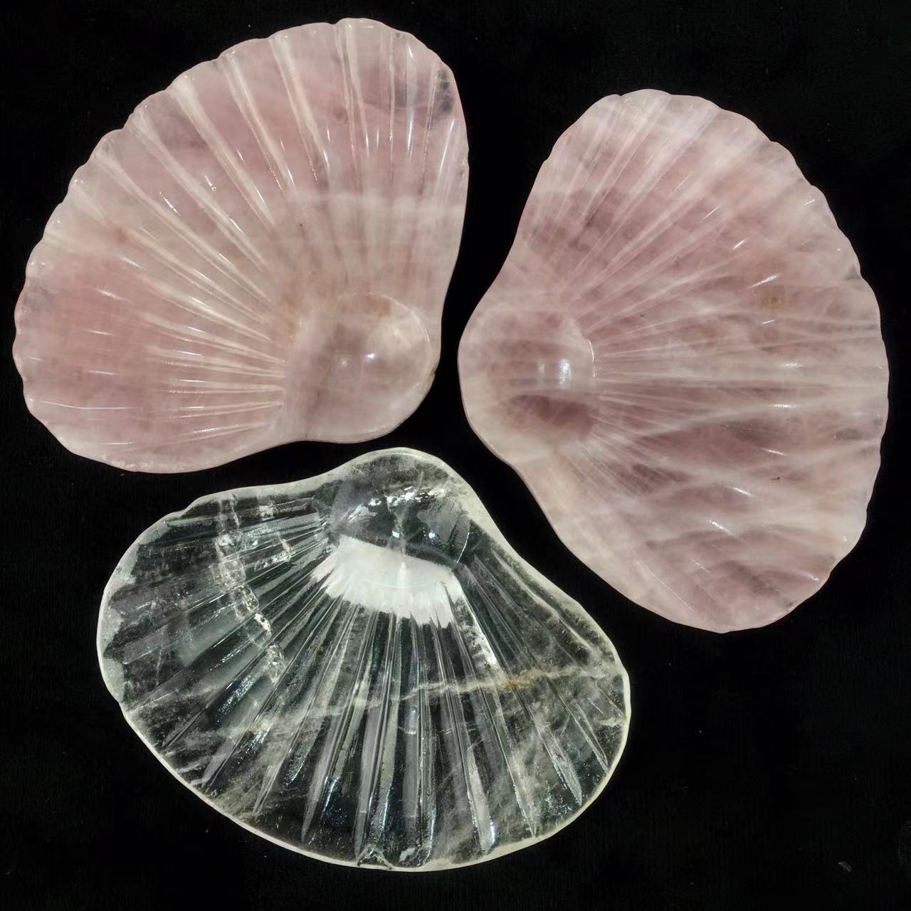 Wholesale high quality reiki natural crystal shell moss/clear/rose carving for decoraiotion
