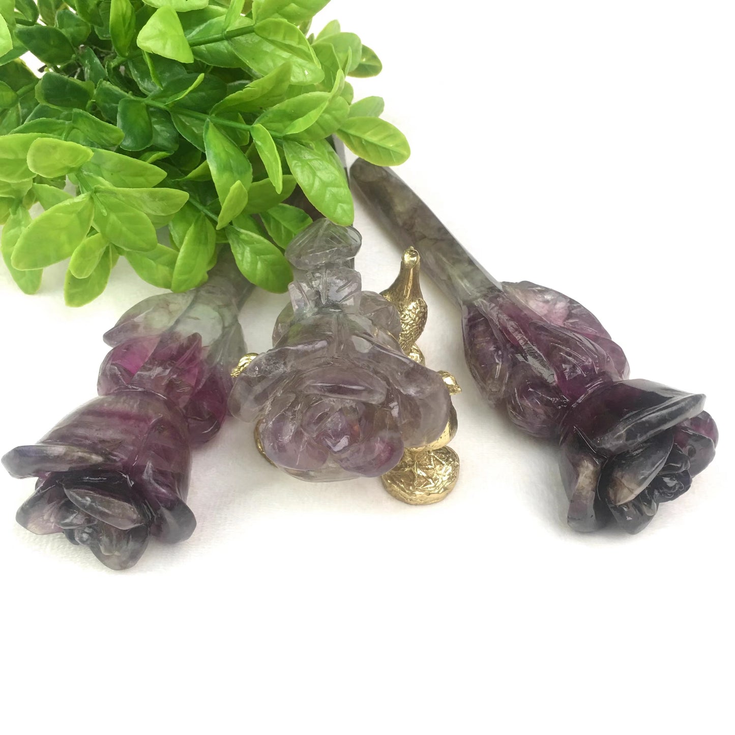 Wholesale natural purple fluorite rose truncheon specimen purple fluorite rose wand raw stone point feng shui quartz for decoraiotion