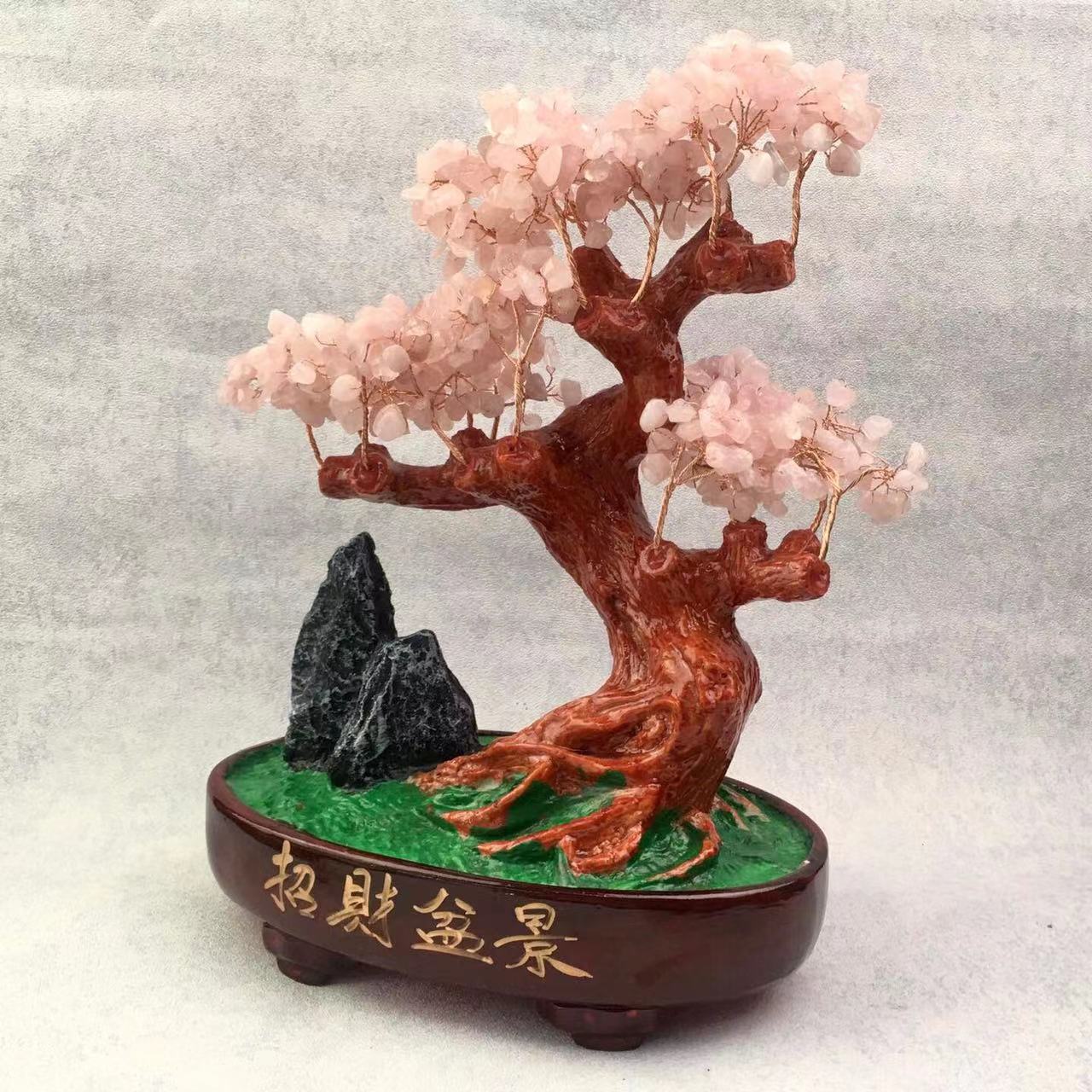 Wholesale Natural Healing Tree Pink Rose Citrine Green Aventurine Crystal Gemstone Quartz Lucky Money Tree Of Life