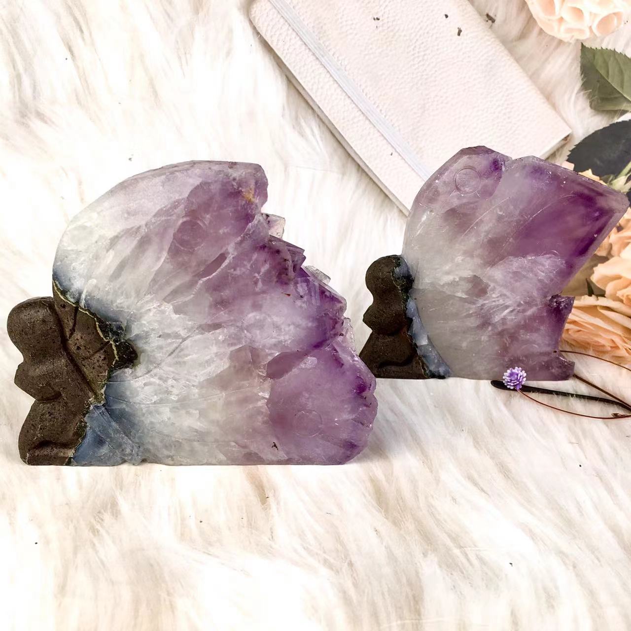 Wholesale high quality reiki natural crystal purple quartz fairy carving for decoraiotion