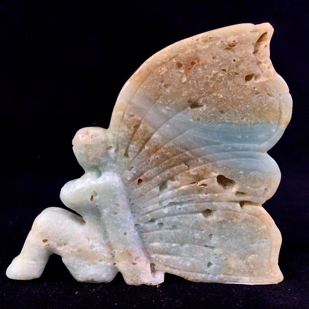 Wholesale high quality reiki natural crystal Caribbean caclite fairy carving for decoraiotion