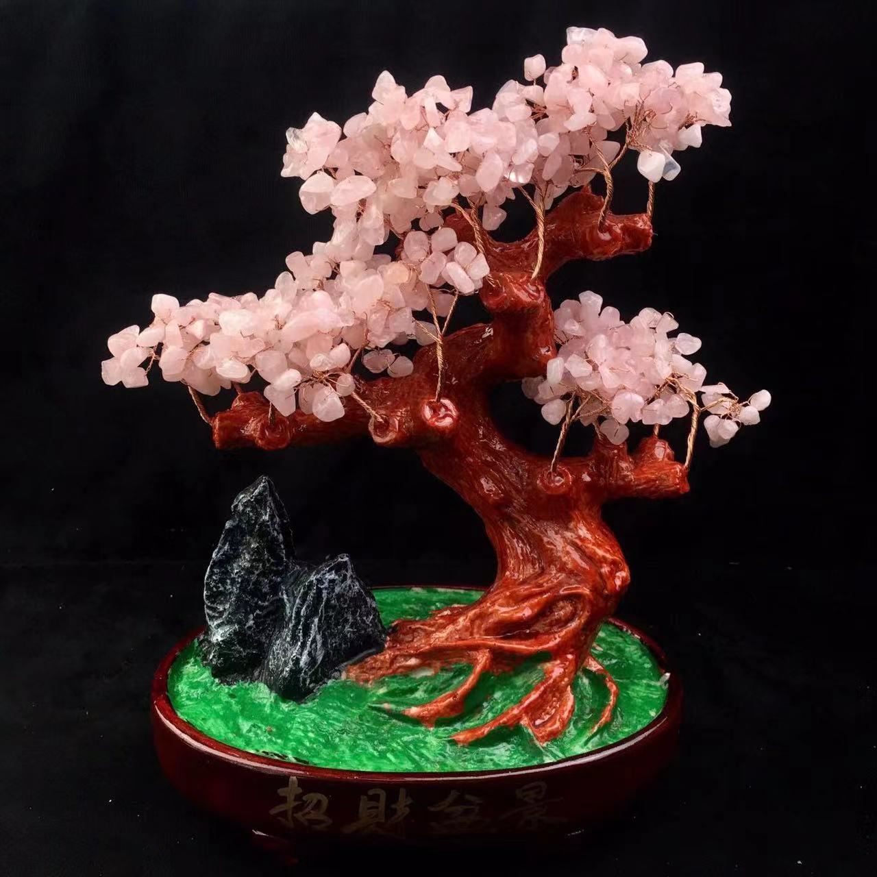 Wholesale Natural Healing Tree Pink Rose Citrine Green Aventurine Crystal Gemstone Quartz Lucky Money Tree Of Life