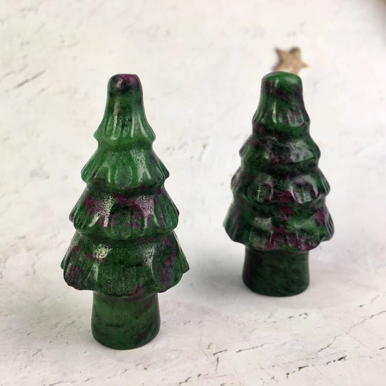 Natural crystal Christmas Tree Hand-carved ruby zostite and howlite Crystal Pine Christmas Tree For Christmas Decor