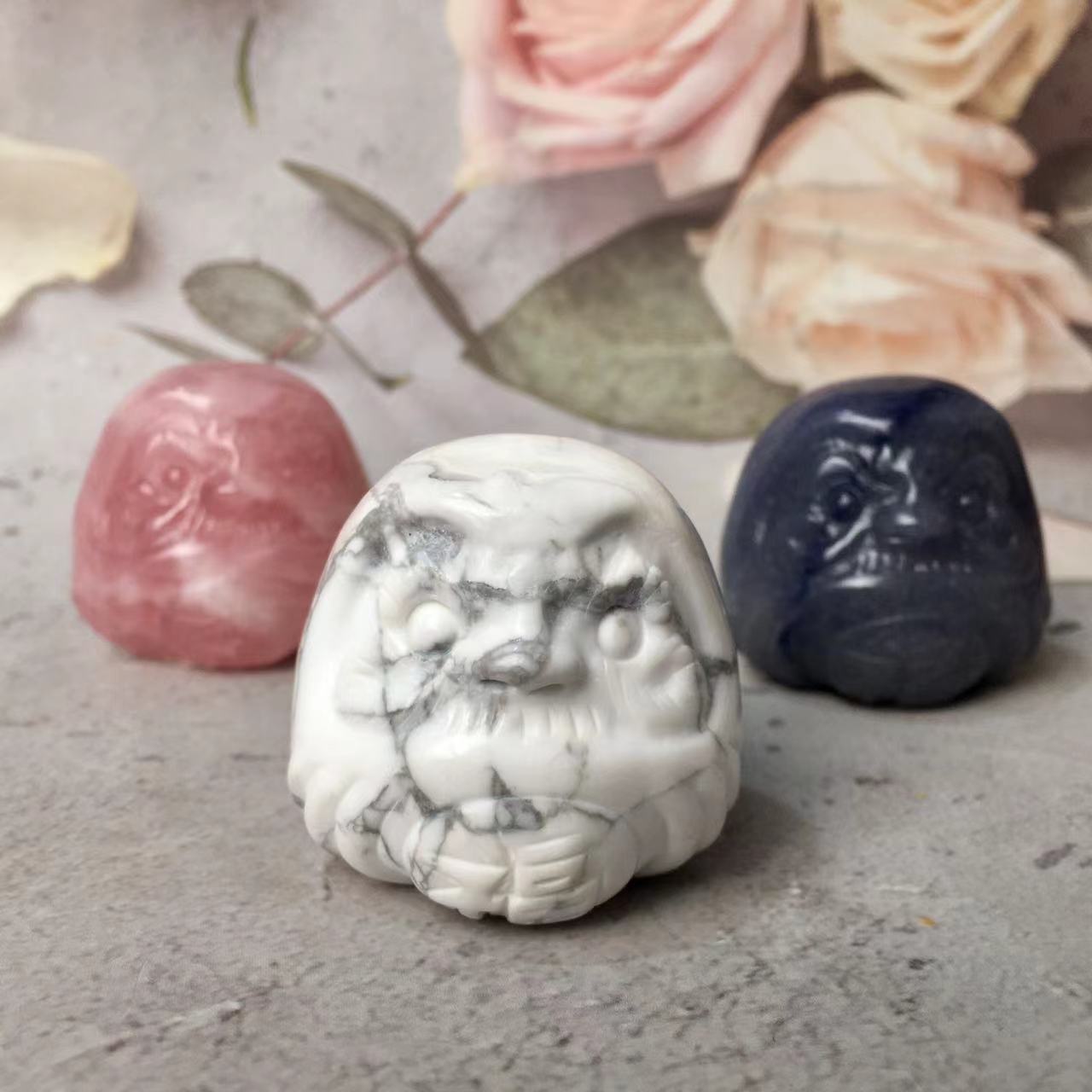 Wholesale High Quality Hand Carved Natural Ornaments Rose Quartz Dharma Crystal Blue aventurine Dharma and Howlite DharmaFor Healing Gift