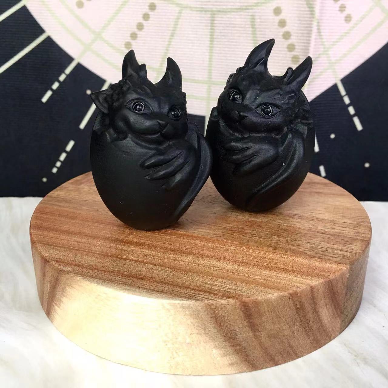 Wholesale high quality reiki naturalcrystal Black obsidian carving Collection for decoraiotion
