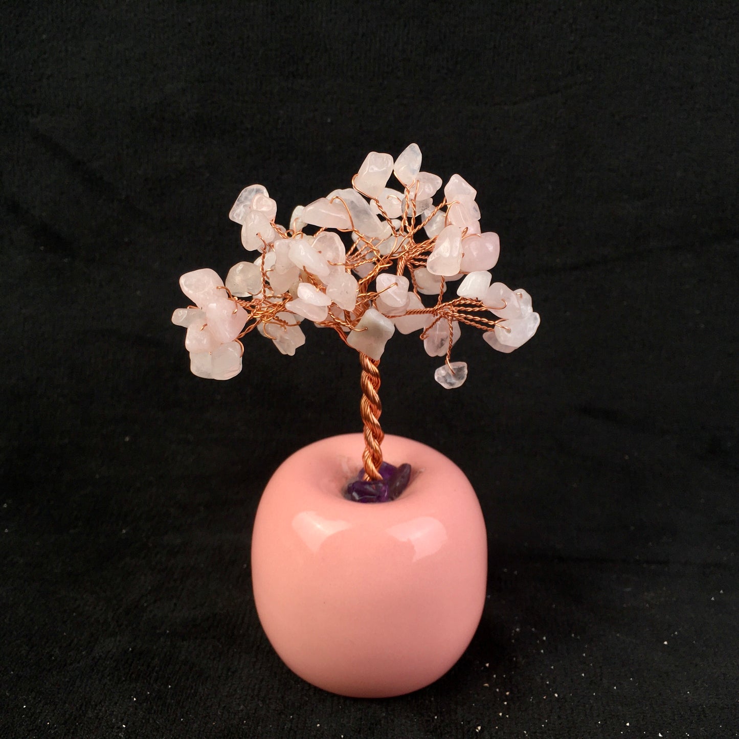 Wholesale bulk Natural Crystal Craft Tree Christmas mixed chips and rose quartz Gemstone Bonsai Coppe Crystal Tree for decoraiotion