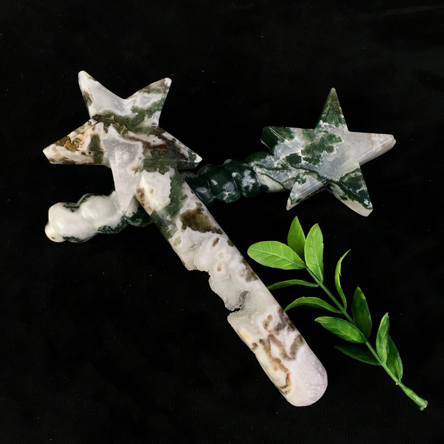 Wholesale natural Crystals Healing moss agate magic Wand For Decoration