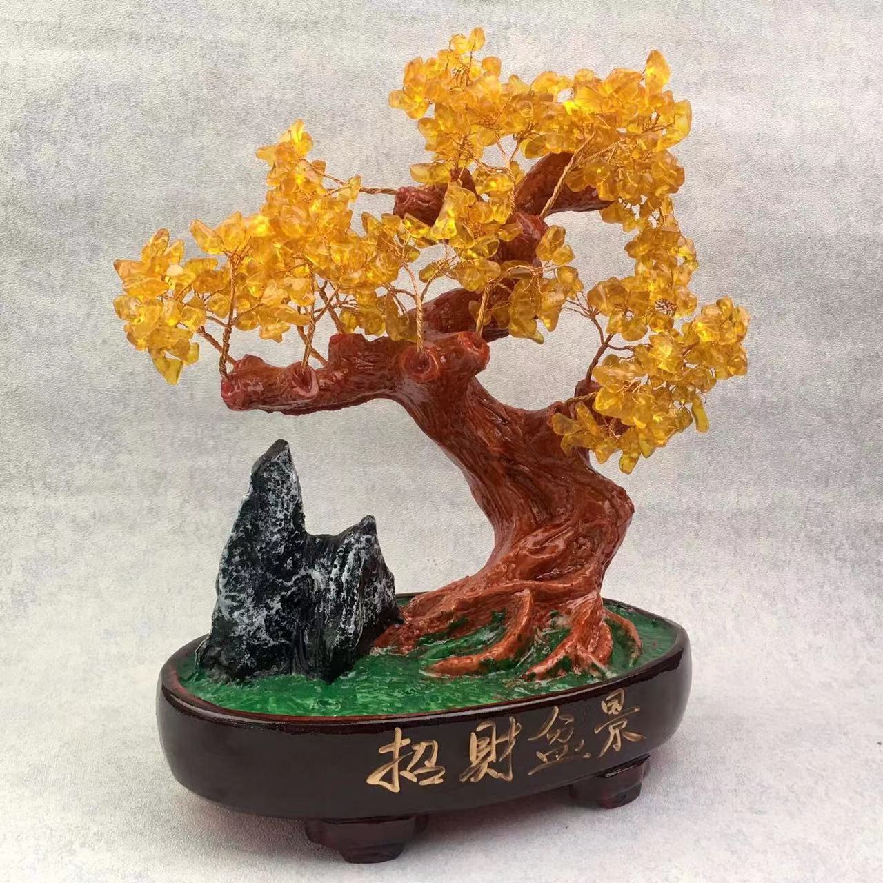Wholesale Natural Healing Tree Pink Rose Citrine Green Aventurine Crystal Gemstone Quartz Lucky Money Tree Of Life