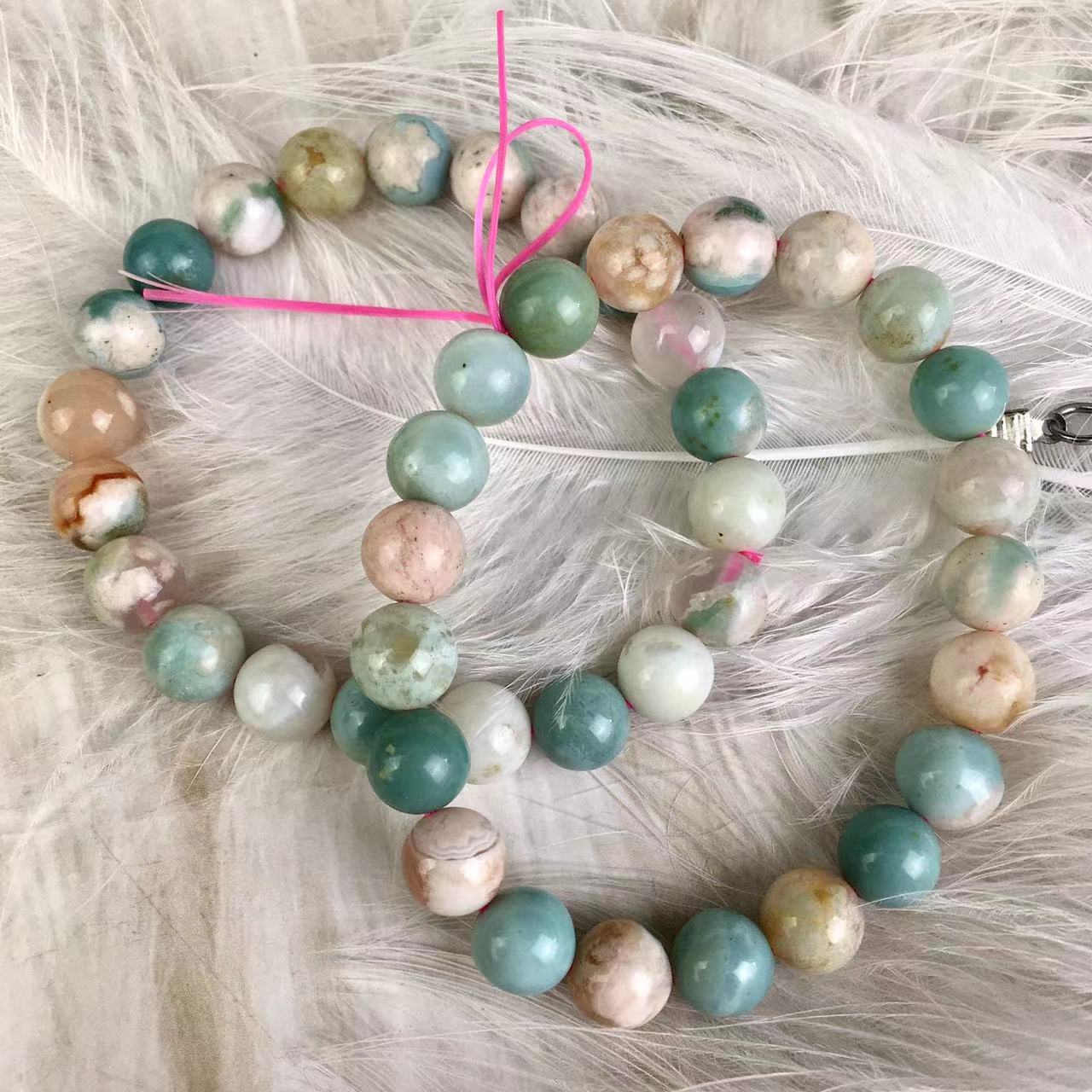 Wholesale natural quartz bead bracelets green sakura cherry blossom flower agate crystal bracelet 8mm and 9mm