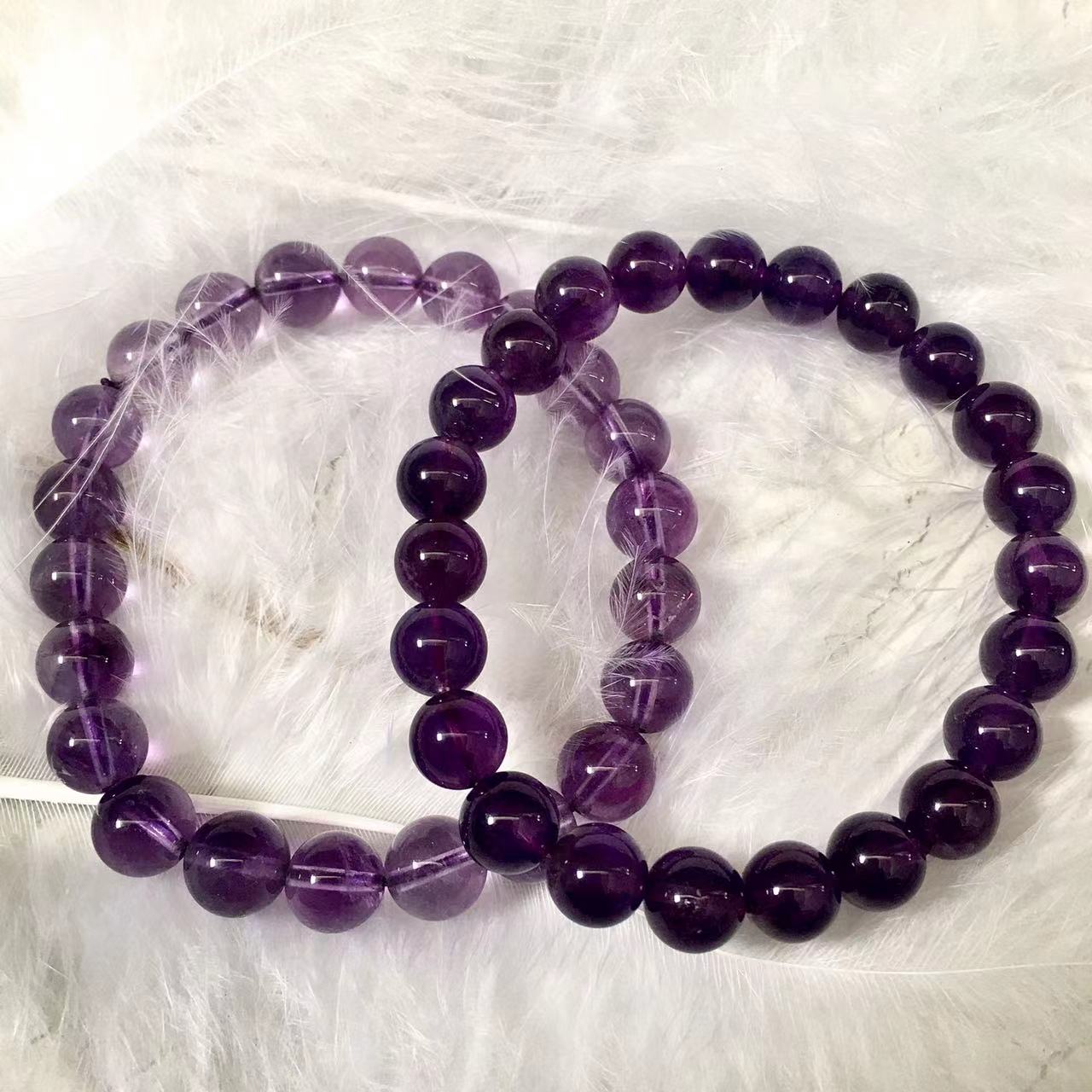8MM Natural Amethyst Crystal Energy Stone Elastic Stretchable Amethyst Beads Bracelet