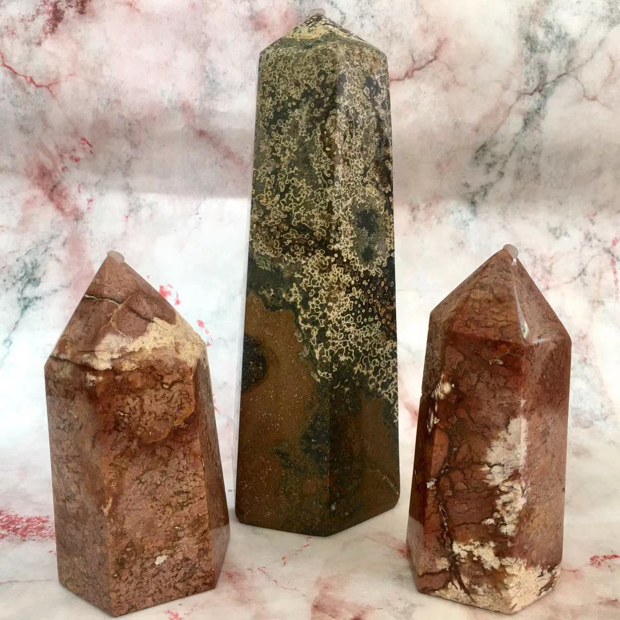 Wholesale ocean jasper natural crystals tower for decoration 1kg