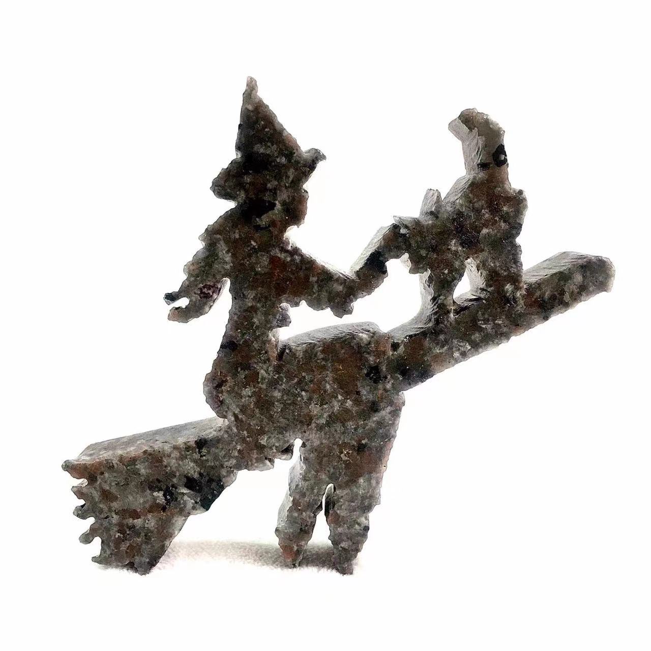 Wholesale Natural Crystal Hand Carved Yooperlite Witch On The Broom For Halloween Gift