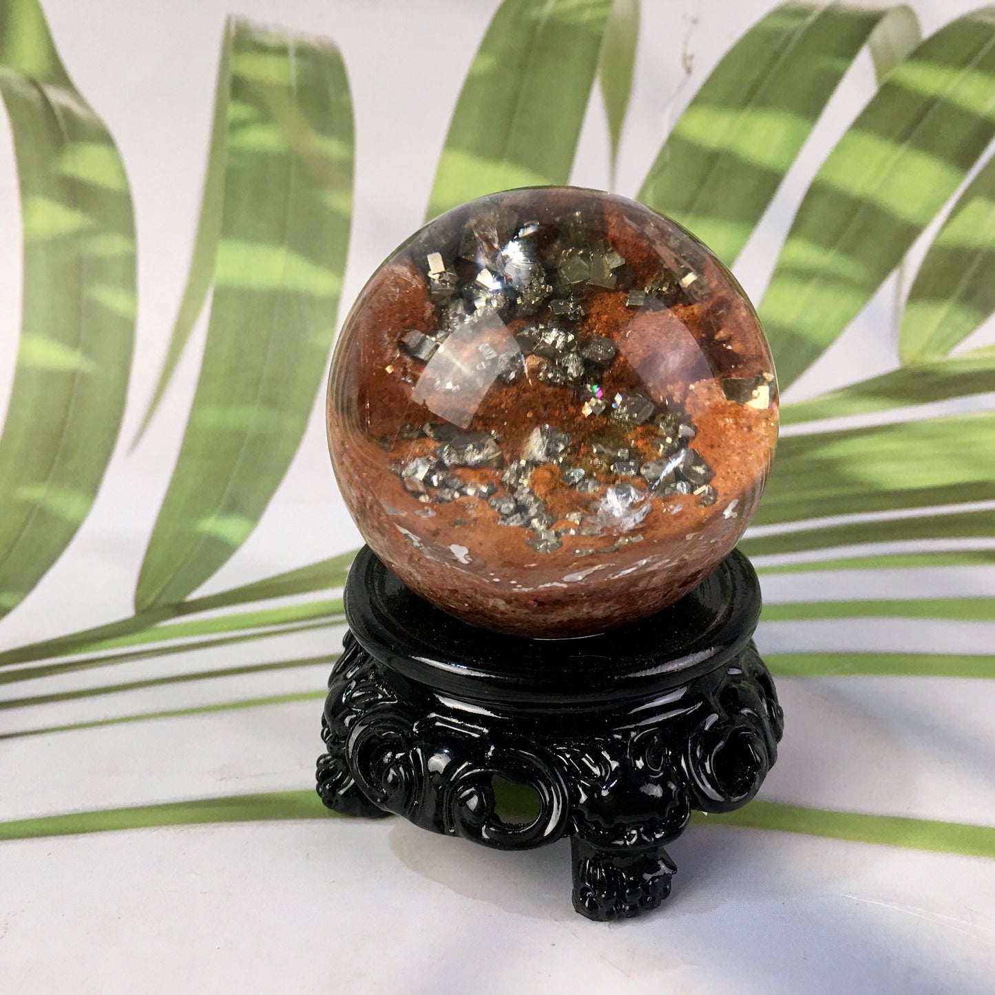 Wholesale Natural Healing Garden quartz sphere with pyrite crystal for decoration 1 pc