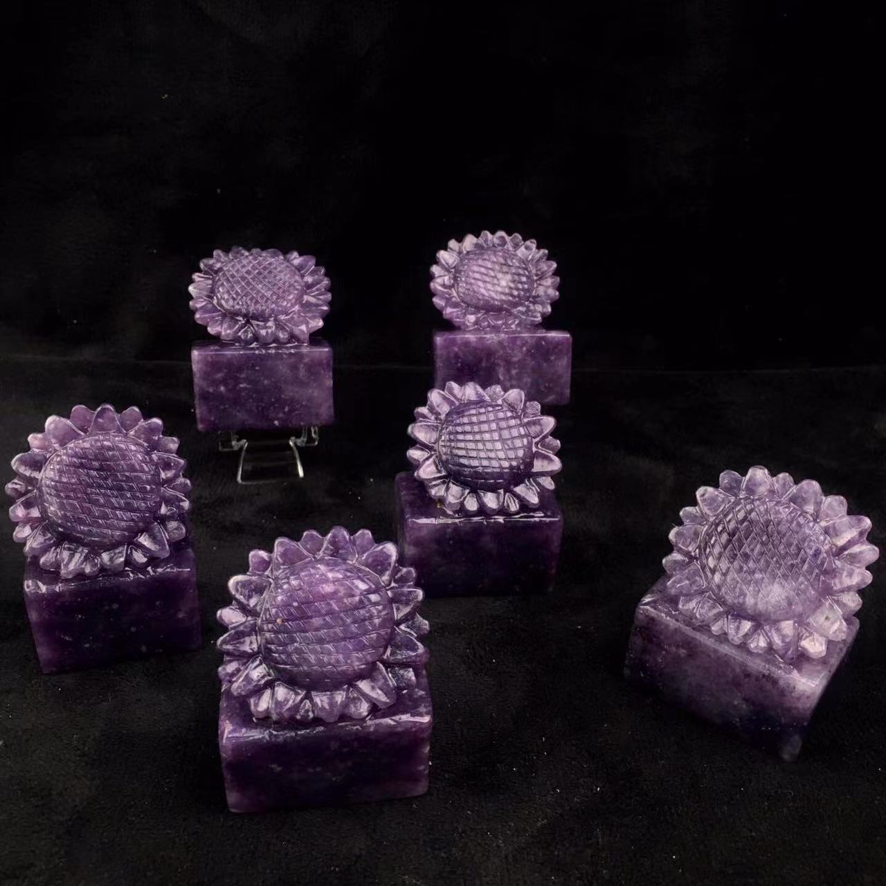 Wholesale High Quality Hand Carved Fluorite/Purple mica Rose Flower /Sunflower Gemstone Folk Craft Healing Natural Crystal
