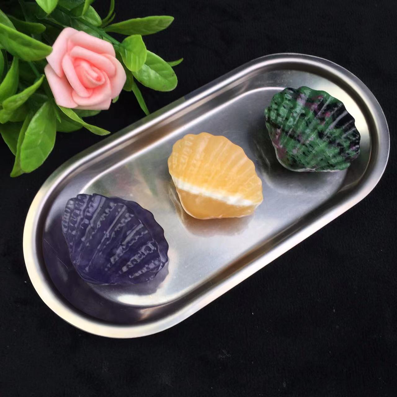 Wholesale Hand Carved Natural Crystal Mixed Small Gemstone Shell For Decor
