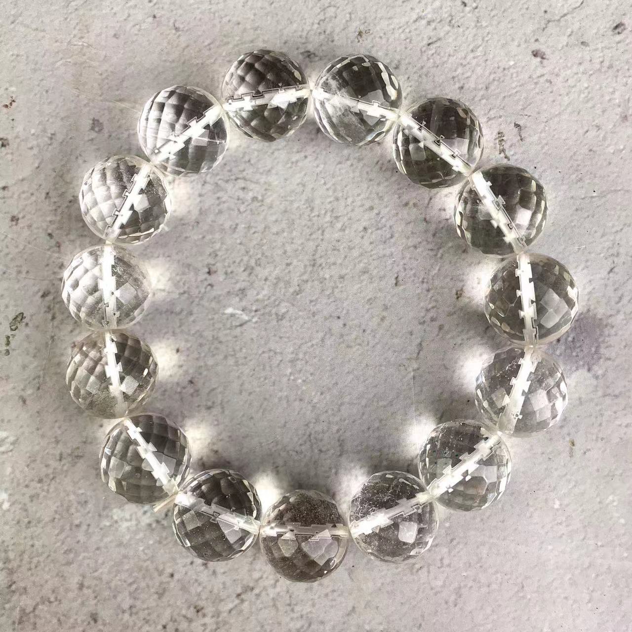 High Quality Natural Clear quartz White Crystal14mm Bracelet Crystal Single Circle Hand String Clear Quartz Charm Bracelets