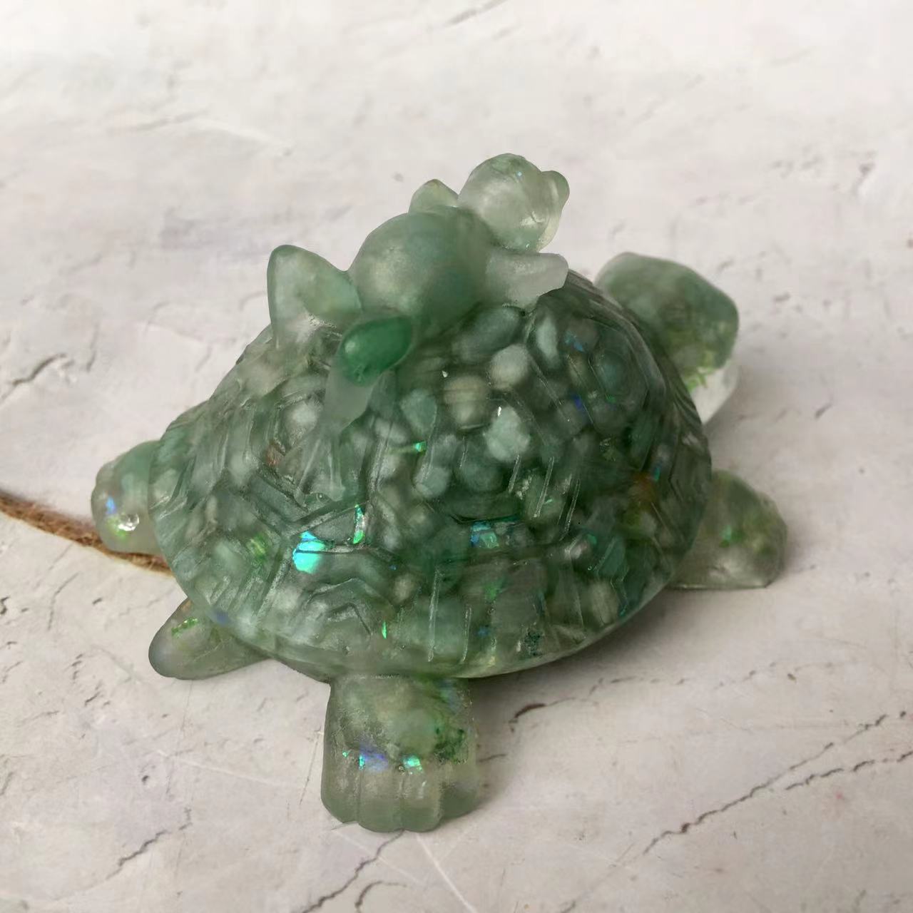 Natural healing crystals gravel chip carving epoxy resin crystal crafts crystal animal turtle