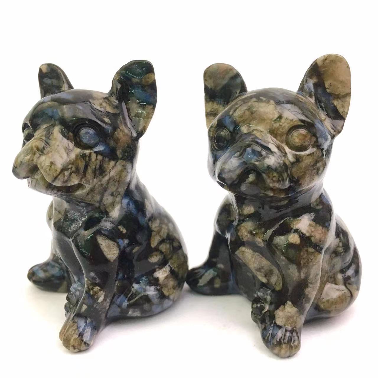 Natural Healing Crystal Animal French Bulldog Carving For Home Decoration