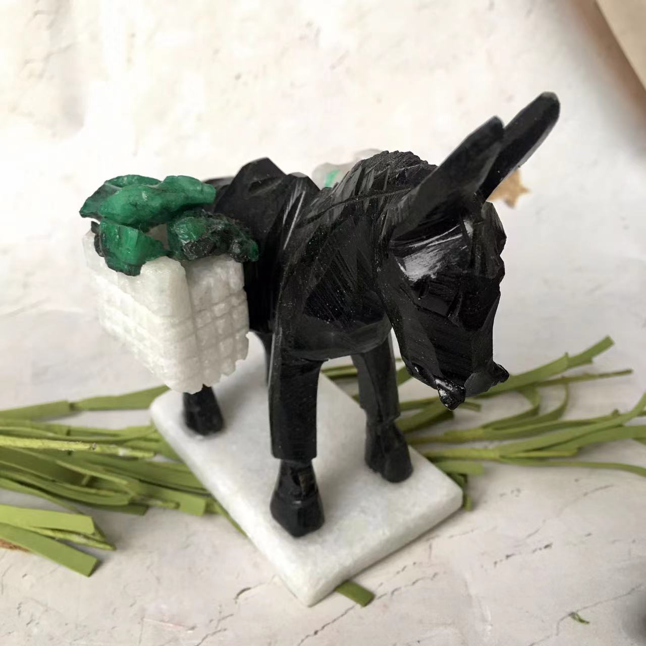 Wholesale Natural Crystal High Quality Black Obsidian donkey for gifts Ornament