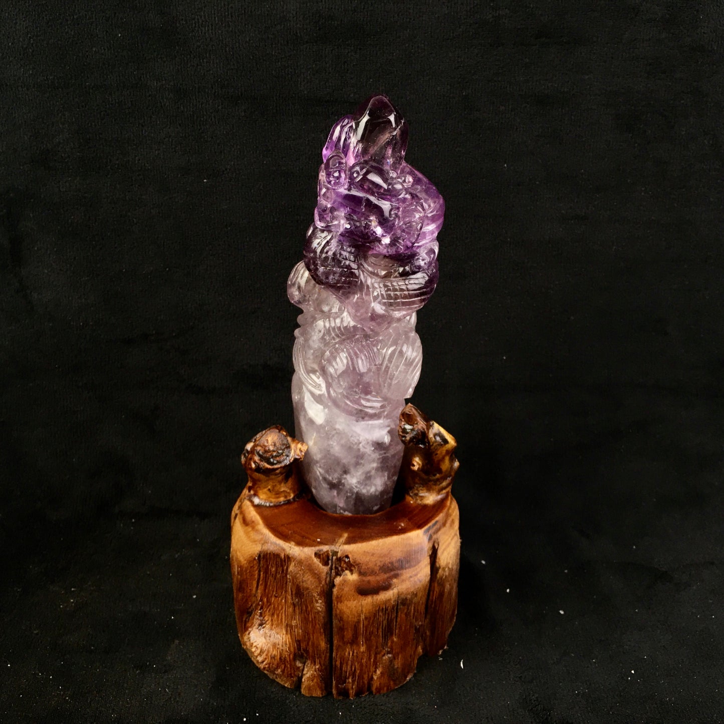 Wholesale natual crystals healing stones amethyst fox and dragon wand crystal amethyst wand for decoraiotion