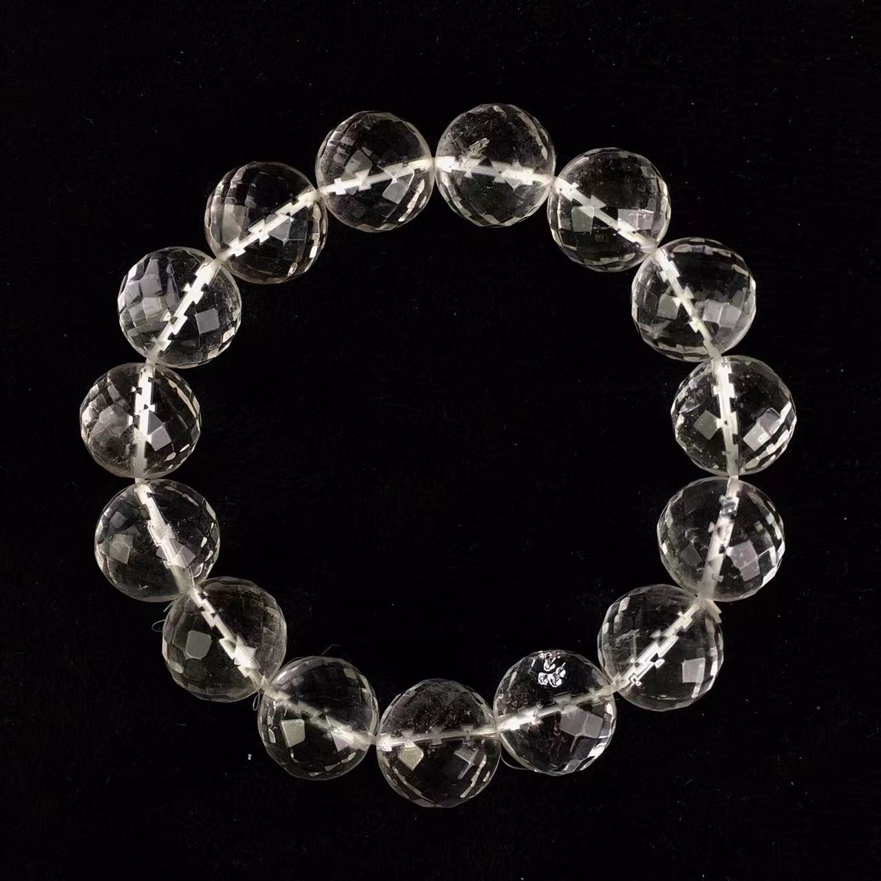 High Quality Natural Clear quartz White Crystal14mm Bracelet Crystal Single Circle Hand String Clear Quartz Charm Bracelets