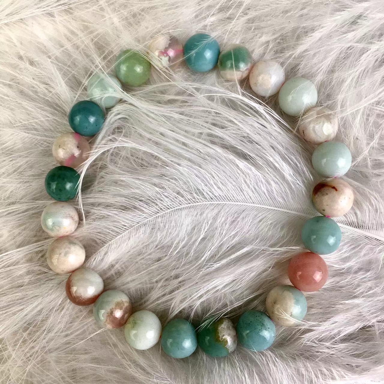 Wholesale natural quartz bead bracelets green sakura cherry blossom flower agate crystal bracelet 8mm and 9mm