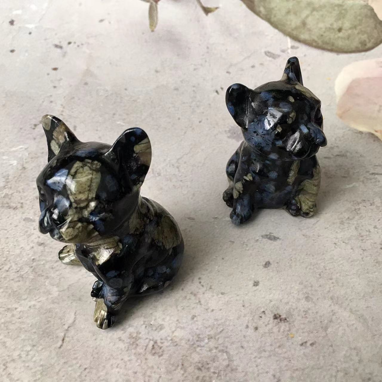 Natural Healing Crystal Animal French Bulldog Carving For Home Decoration
