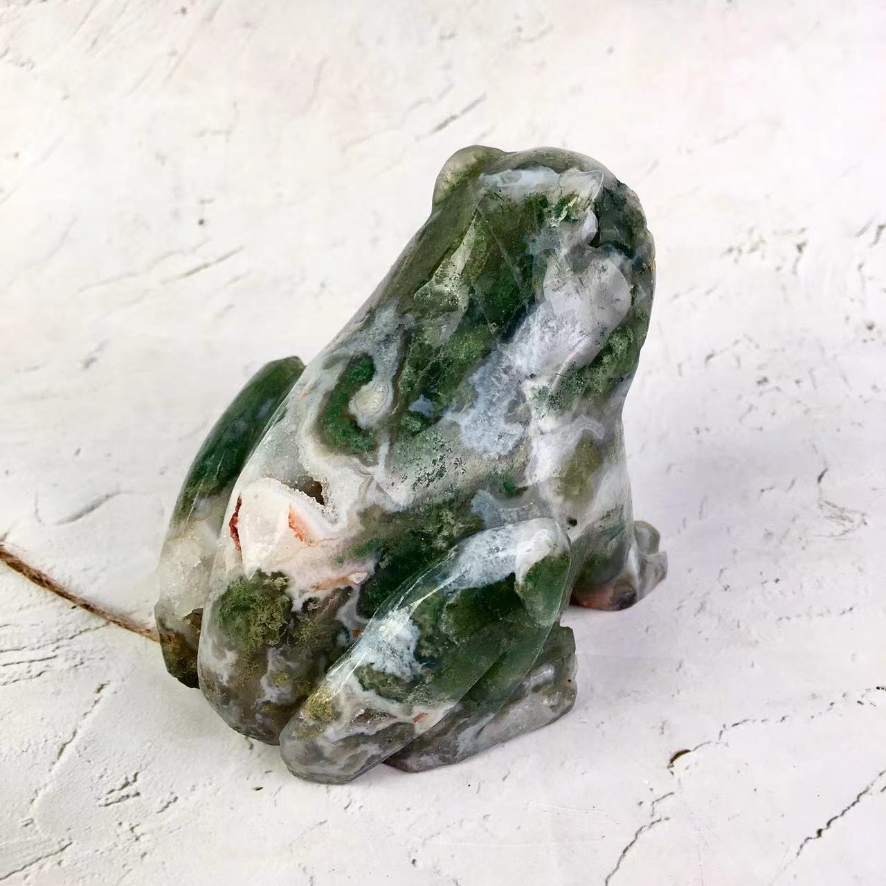 Natural Stone High Quality Moss Agate Crystal Frog For Home Decoration