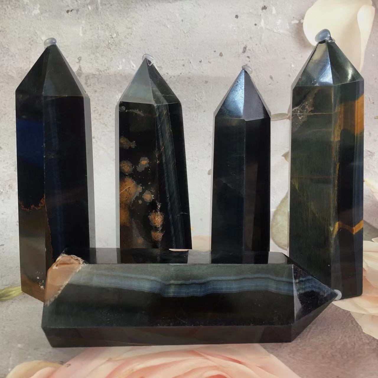 Wholesale Natural crystal tower blue tiger eye stone for decoraiotion 1kg