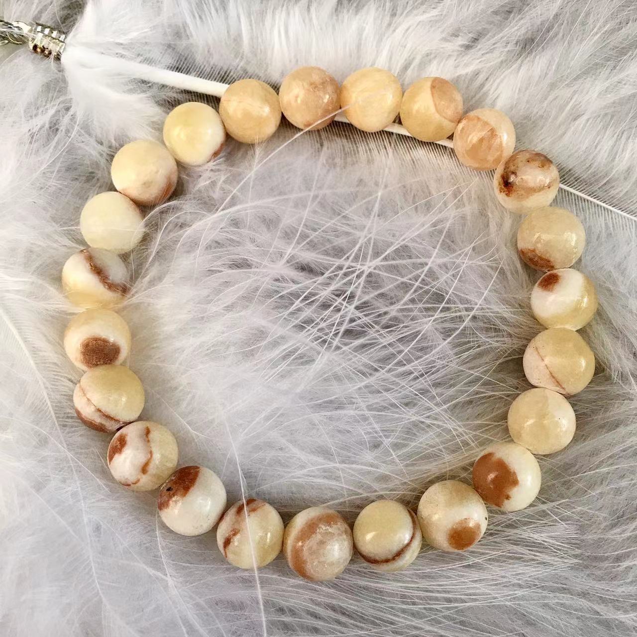 Natural crystal Golden Tridacna Stone Bracelet 8mm/12mm Meditation Mala Grounding Stone Protection