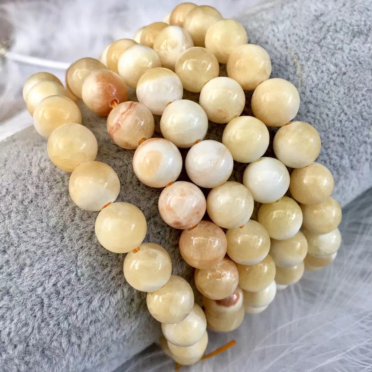 Natural crystal Golden Tridacna Stone Bracelet 8mm/12mm Meditation Mala Grounding Stone Protection