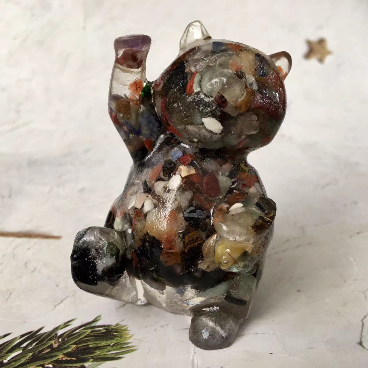 Wholesale resin money fortune cat carveds animal gift folk crafts healing souvenirs decoration