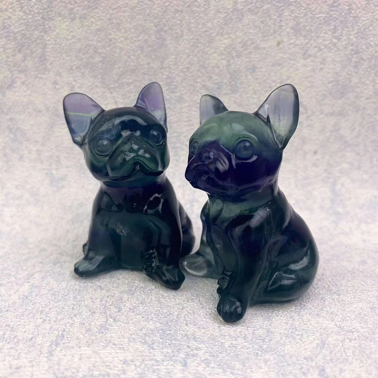 Natural Healing Crystal Animal French Bulldog Carving For Home Decoration