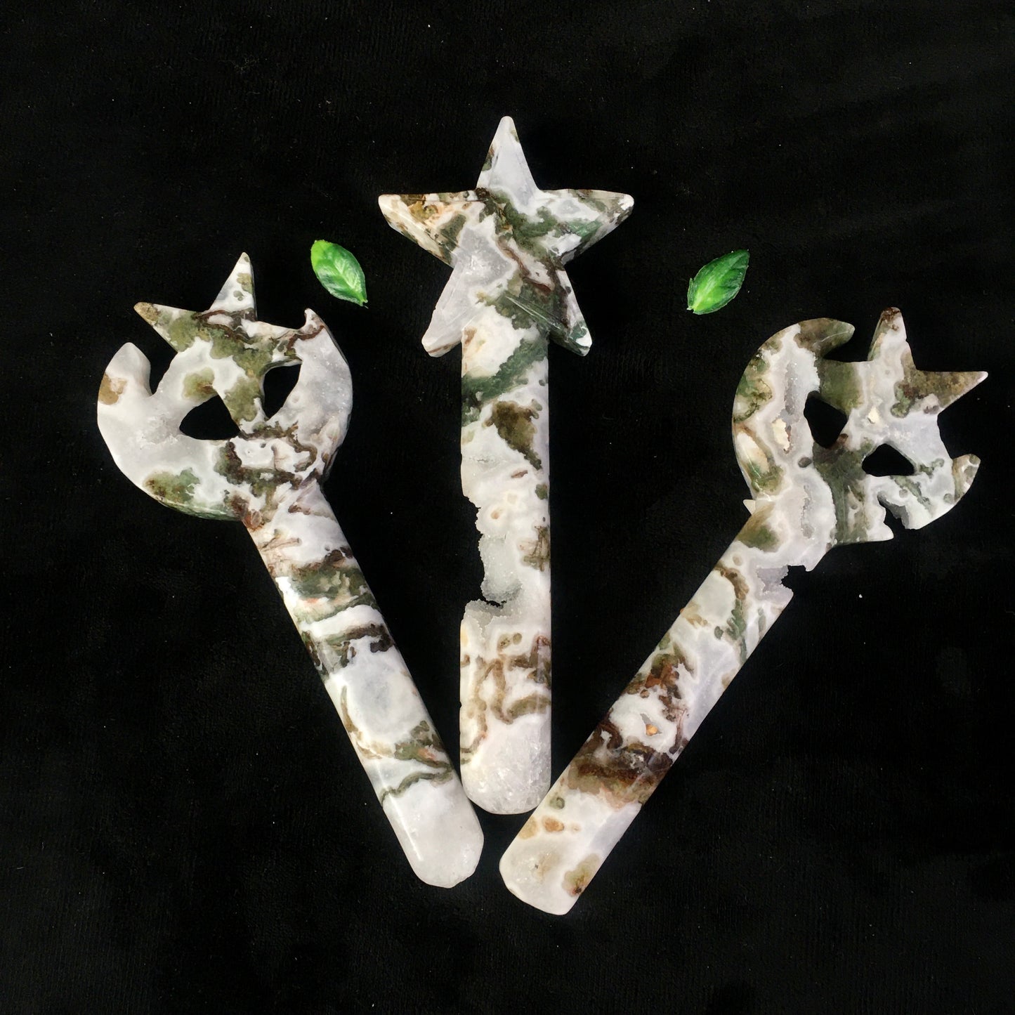 Wholesale natural Crystals Healing moss agate magic Wand For Decoration