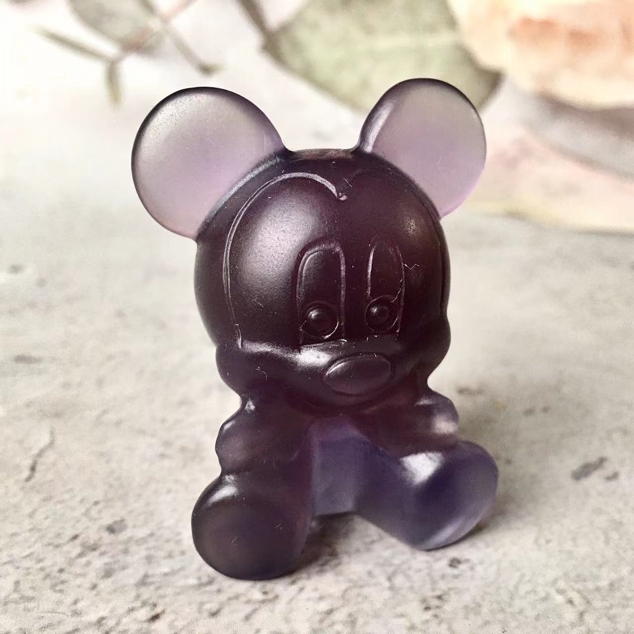 Natural crystal crafts obsidian and opal and fluroite and blue aventurine carving animal Mouse Mickey minnie mouse folk crafts for sale