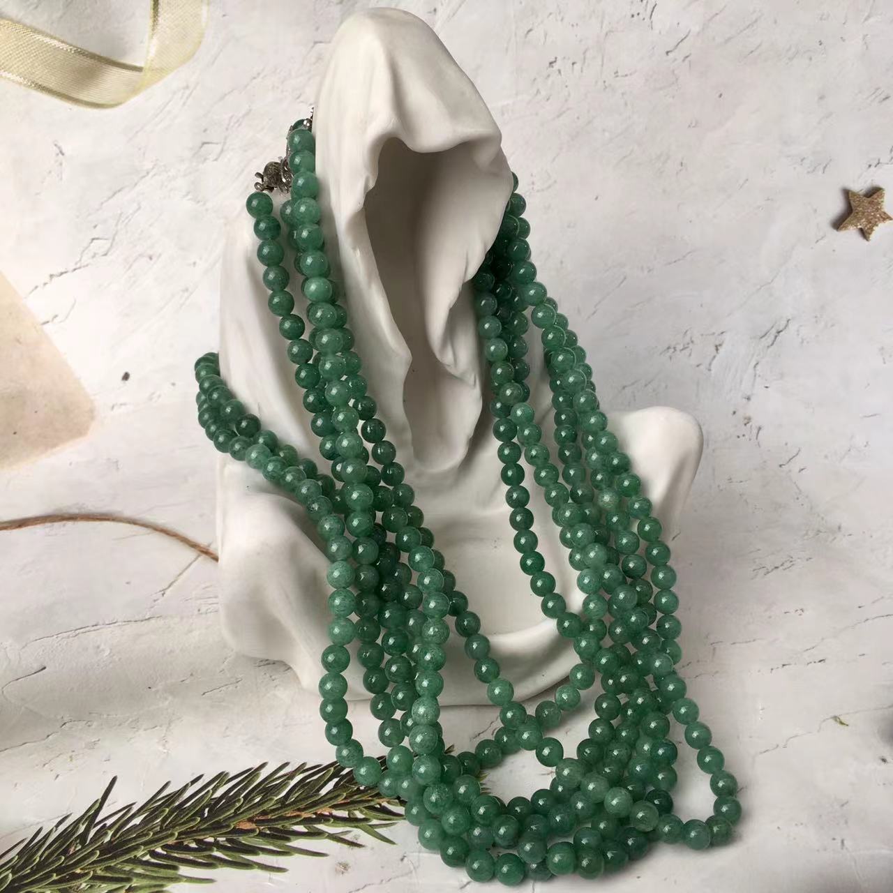 Natural Stone Gemstone Green Aventurine Necklace 6mm