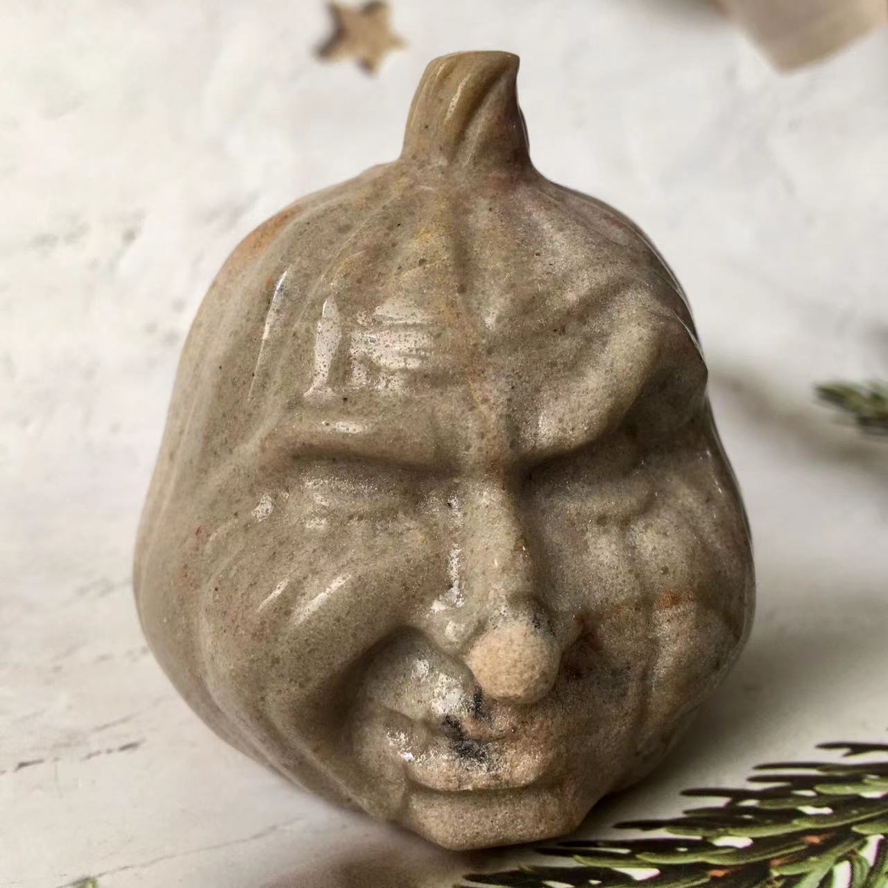 Multiple materials Natural Carved Crystal High Quality Pumpkin Face for Home Decoration