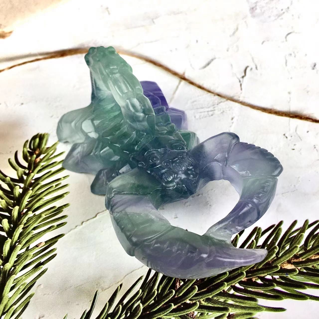 Wholesale Natural Crystal Crafts Carving Fluorite/Silver obsidian Scorpion For Decoration