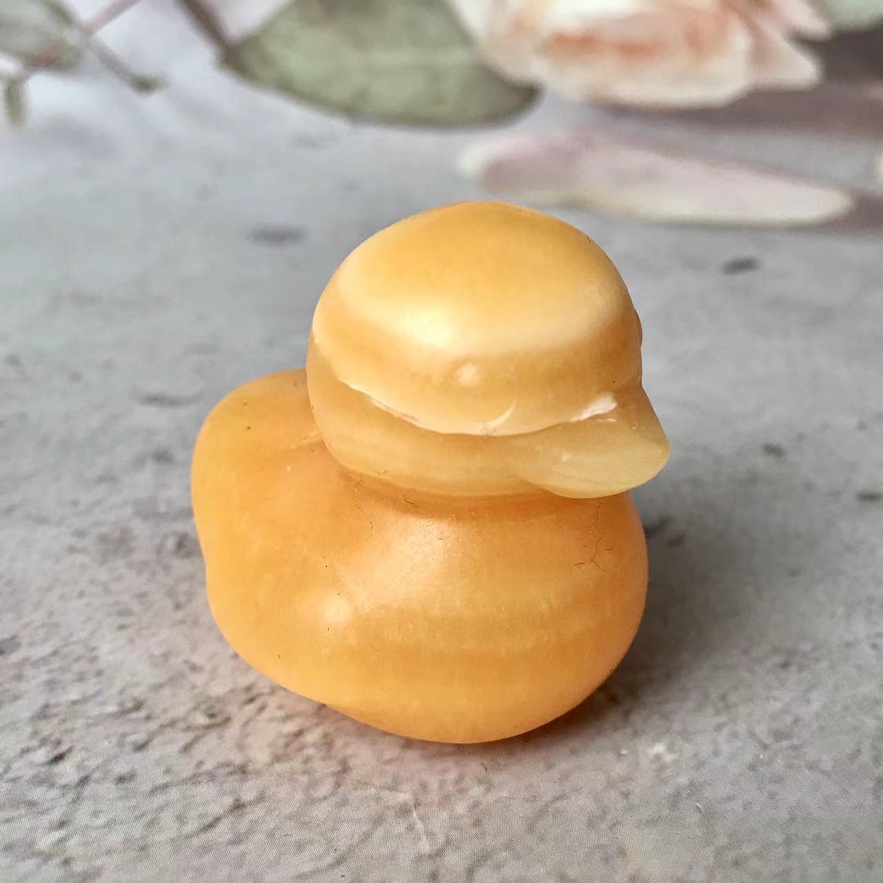 Wholesale Natural Crystal Orange Calcite Duck Crystal Duck Animal Carving Decorations